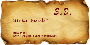 Sinka Dezső névjegykártya